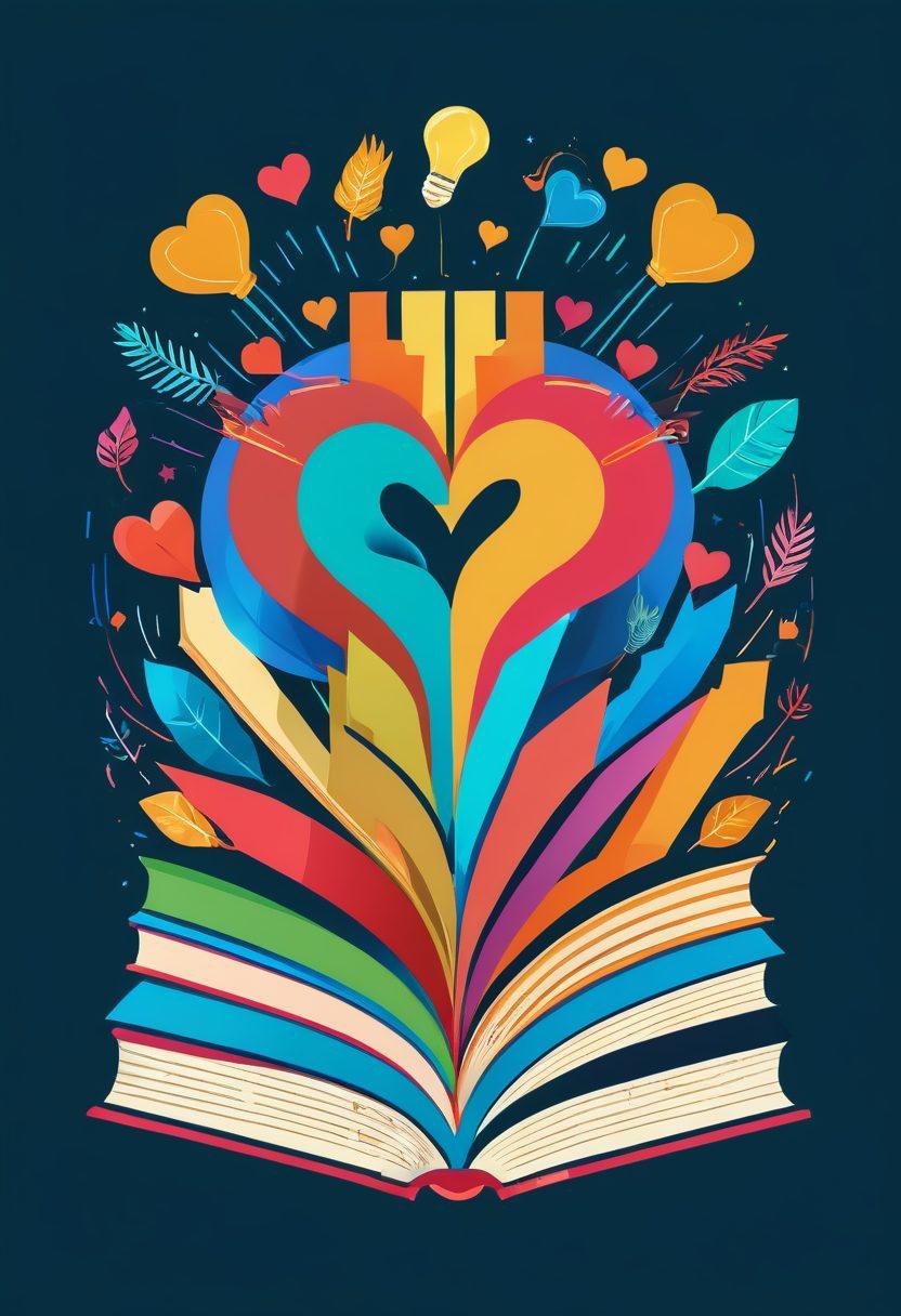 A vibrant illustration of a heart transforming into a stack of books and coins, symbolizing the journey from affection to educational funding. The background should feature dynamic elements like a glowing light bulb and arrows pointing upwards, representing growth and action. Include diverse hands reaching towards the books, signifying community support and passion for education. The overall color scheme should be warm and inviting, with an emphasis on gold and green tones. vector art. vibrant colors.